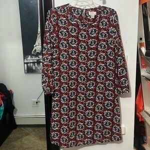 Loft Dress red gray floral print size small